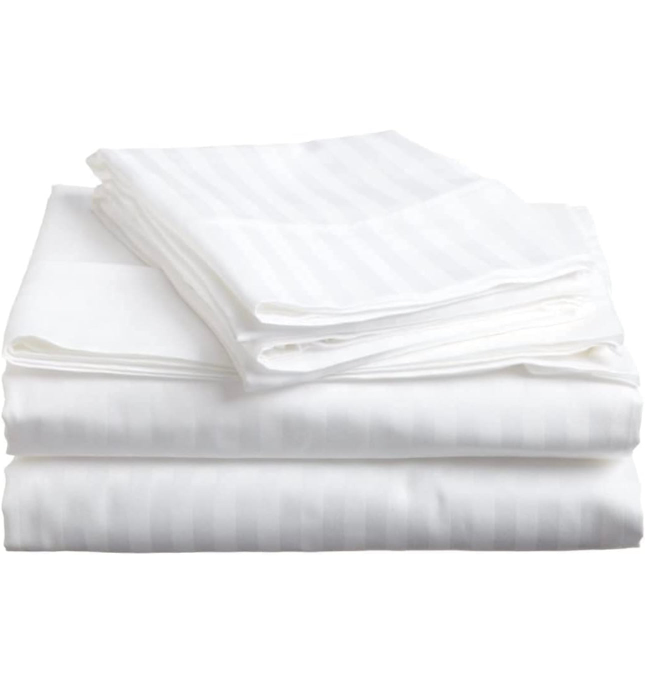 White Stripes Hotel Bedsheet for Queen Size Double Bed Glace Cotton