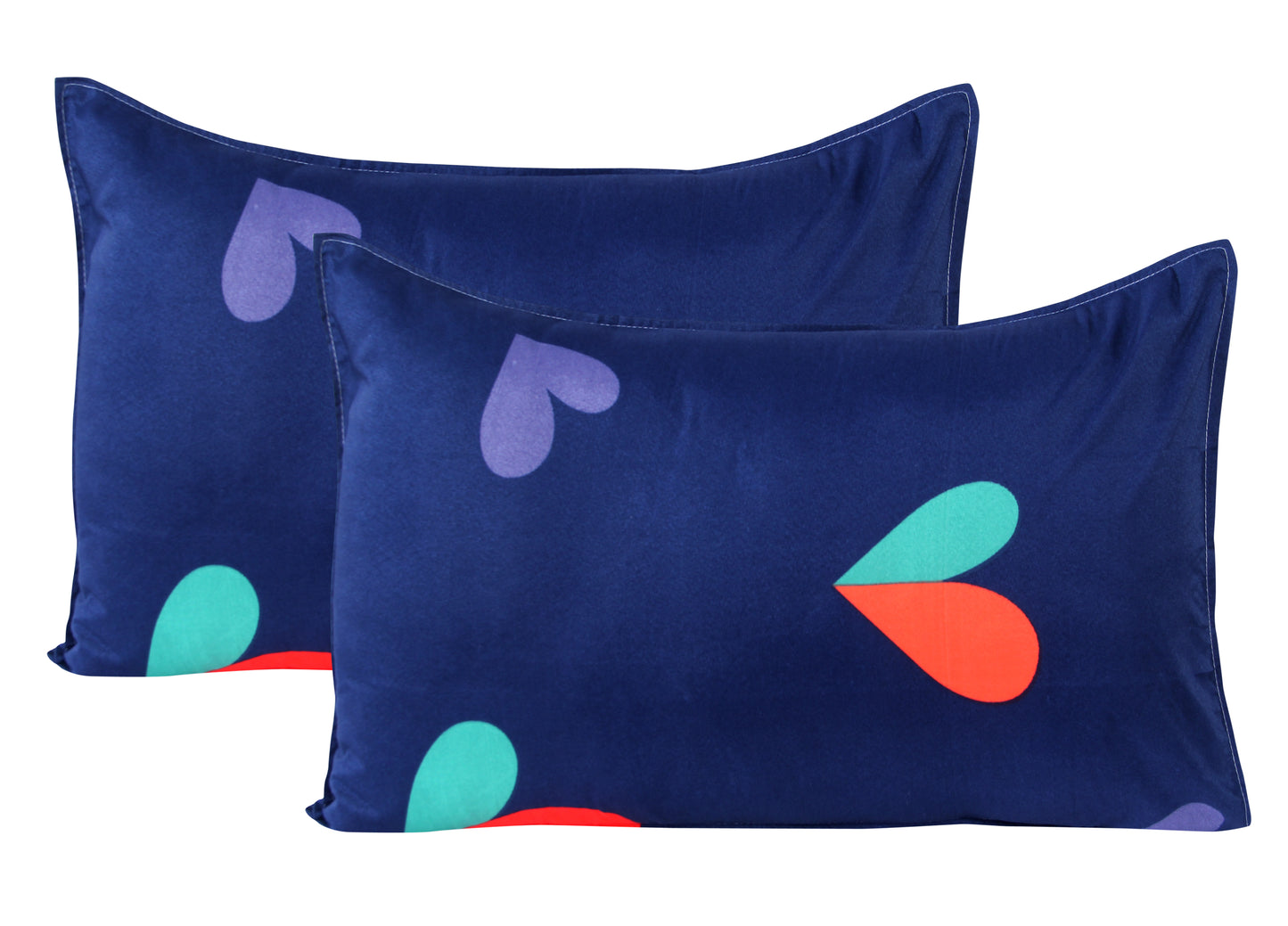 Blue Heart Double Bedsheet with 2 Pillow Covers
