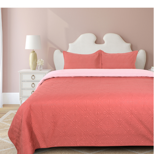 Quilt Set Bedcover Queen Size 3 Pieces, Reversible Lightweight Microfiber Bedspreads for All Season- Soft Summer Coverlet Set with 2 Pillow Cover