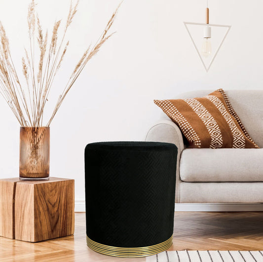 Black Velvet Stool for Living Room