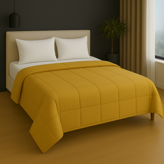 Mustard Solid Comforter Set with Gift Packing