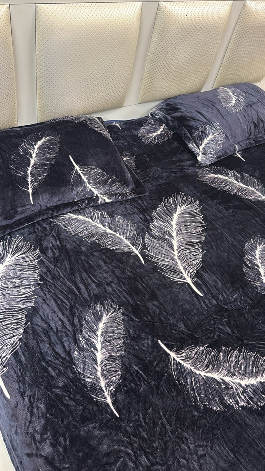 Navy Blue Ultra Soft Warm 2 in 1 Blanket or Bedsheet for Double Bed