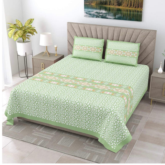 Pastel Green King Size Double Bed Sheets with 2 Pillow Cover