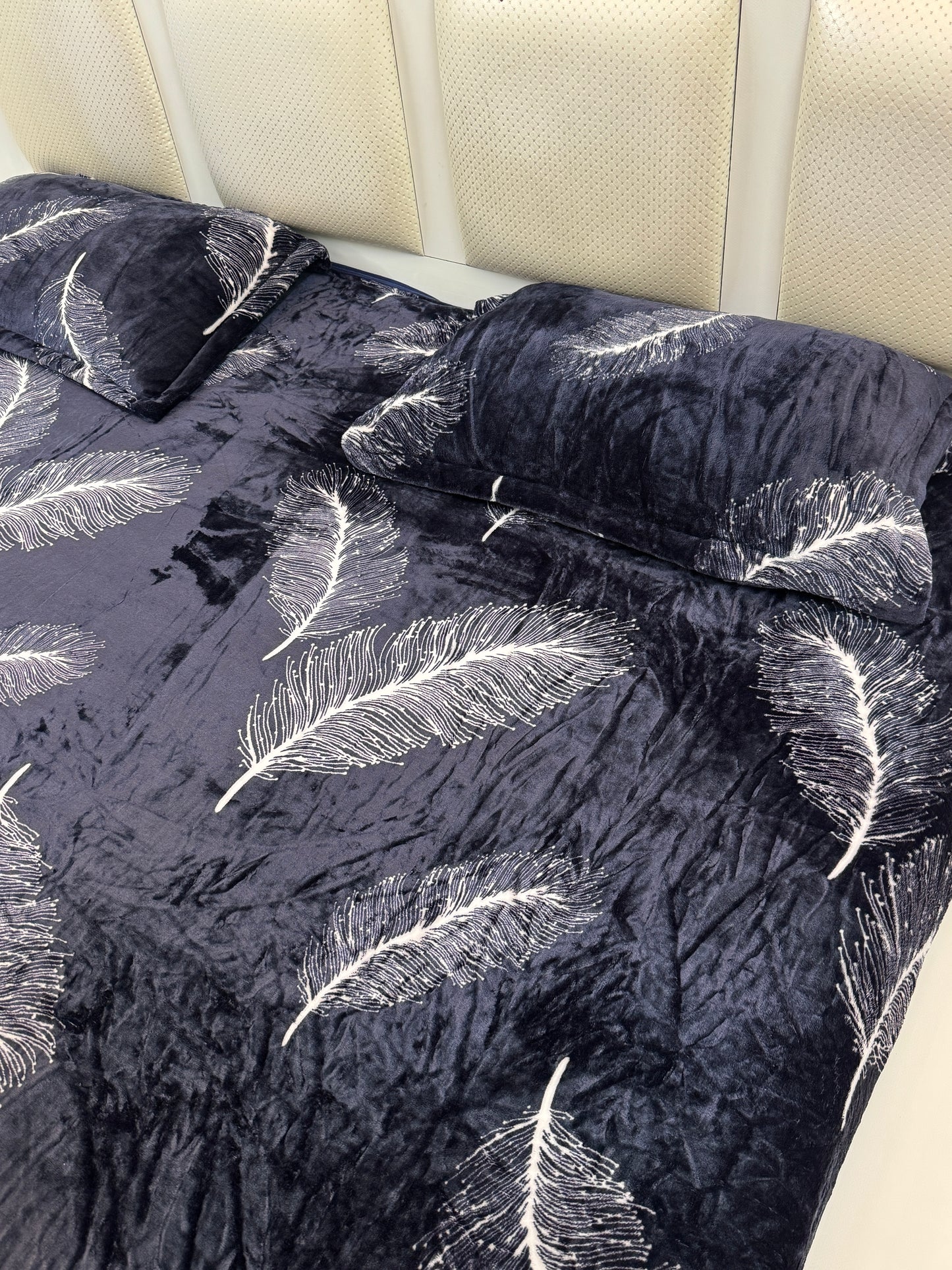 Navy Blue Ultra Soft Warm 2 in 1 Blanket or Bedsheet for Double Bed