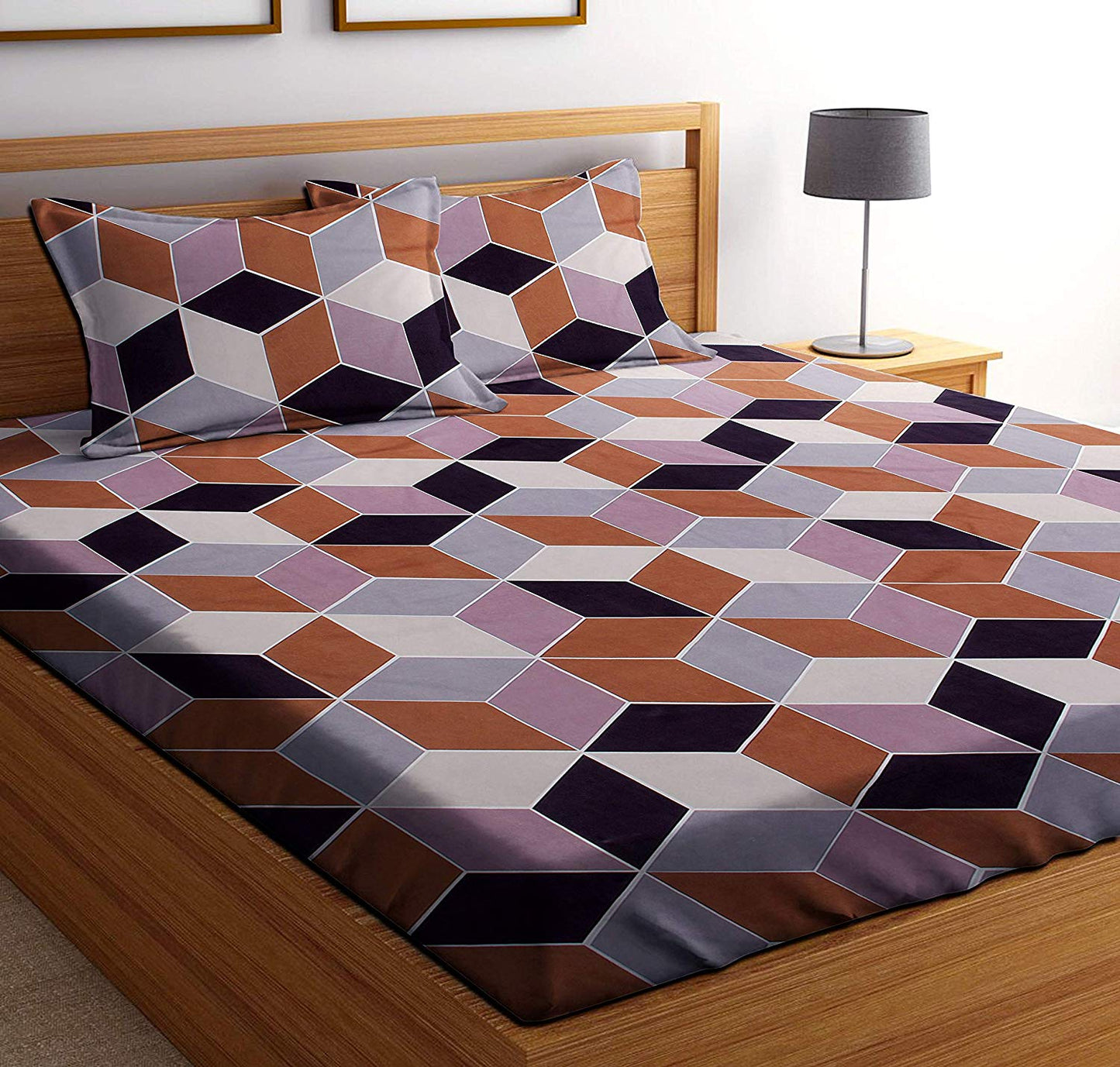 Blue Grey Double Bedsheet with 2 Pillow Cover