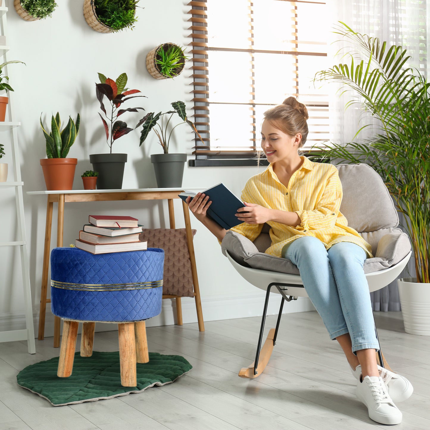 Blue Seating Stool for Living Room