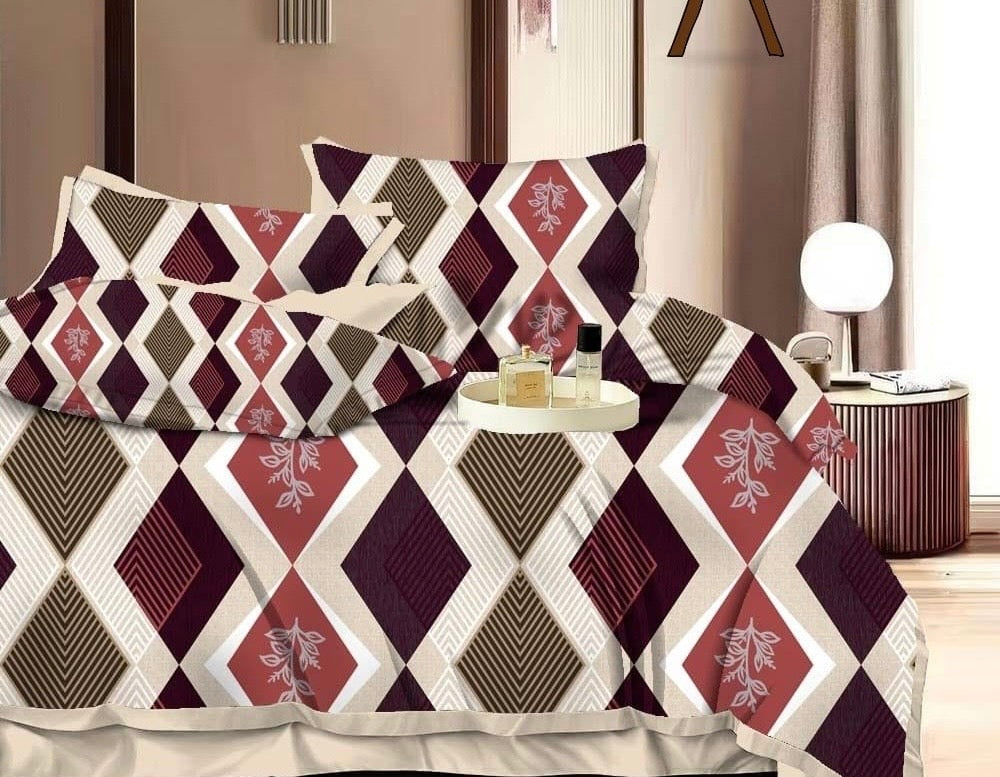 Multicolor Double Bedsheet with 2 Pillow Cover